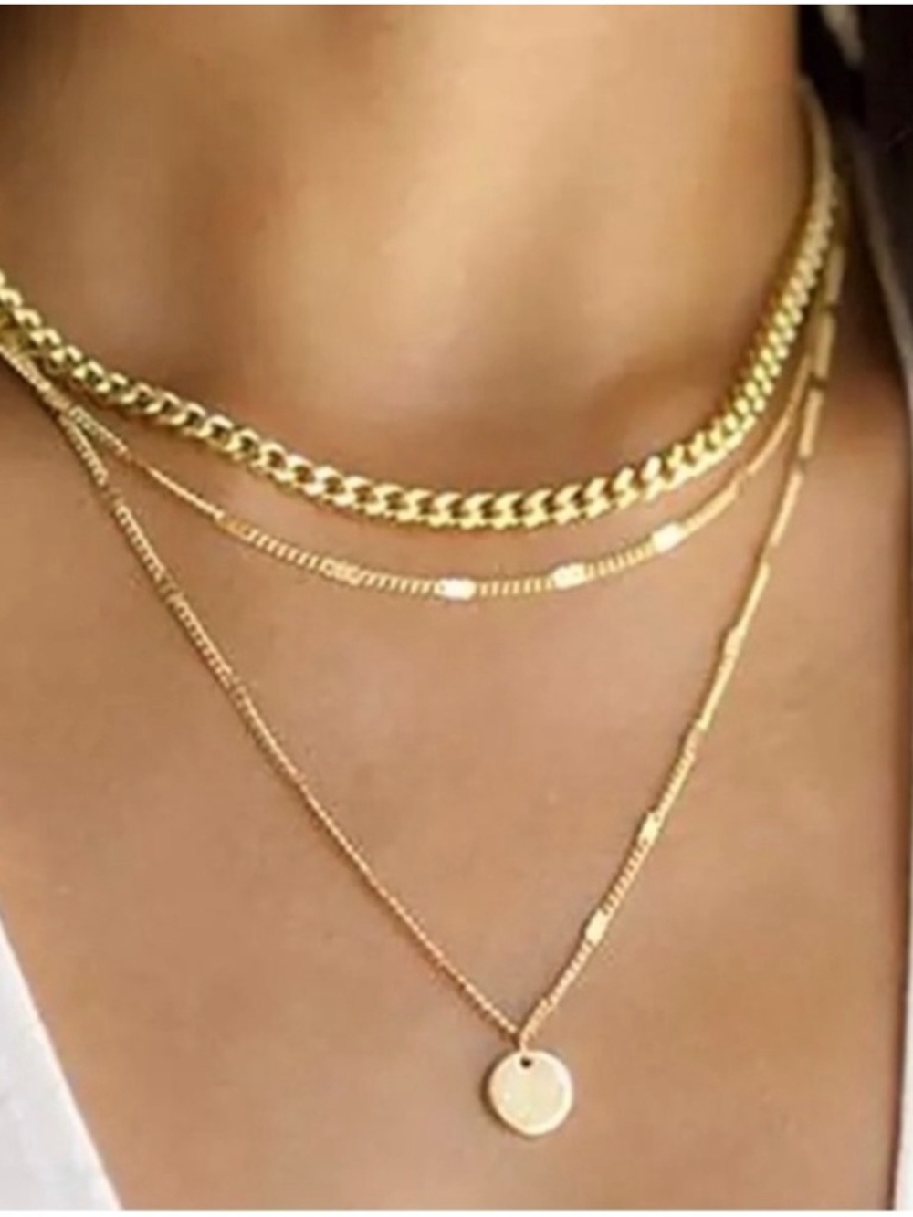 FREE PEOPLE Layered Chain Pendant Gold Business/Casual Statement Necklace